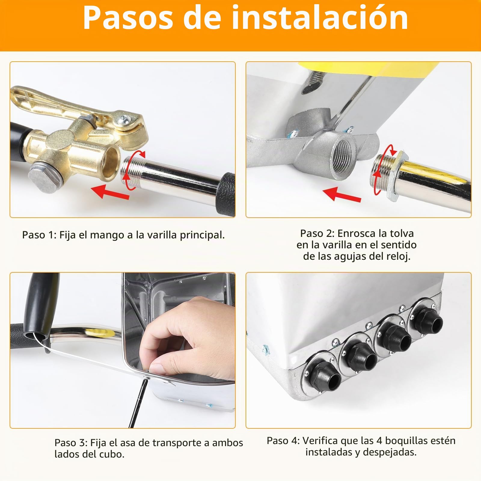 Pistola de mortero de 4 chorros Pistola pulverizadora para mortero 3,5L Máquina de enlucido con manguera de aire a alta presión de 12mm x 10m Herramienta pintura para paredes y techos-Sin tapa
