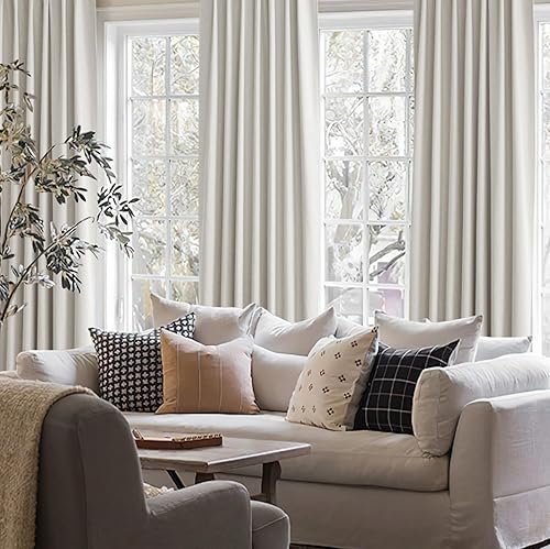 Miniatura 8 de Juego de 2 cortinas 100% opacas, 84 pulgadas de largo, dormitorio, estéticas, aislamiento térmico, eficiencia energética, mezcla de algodón y lino,