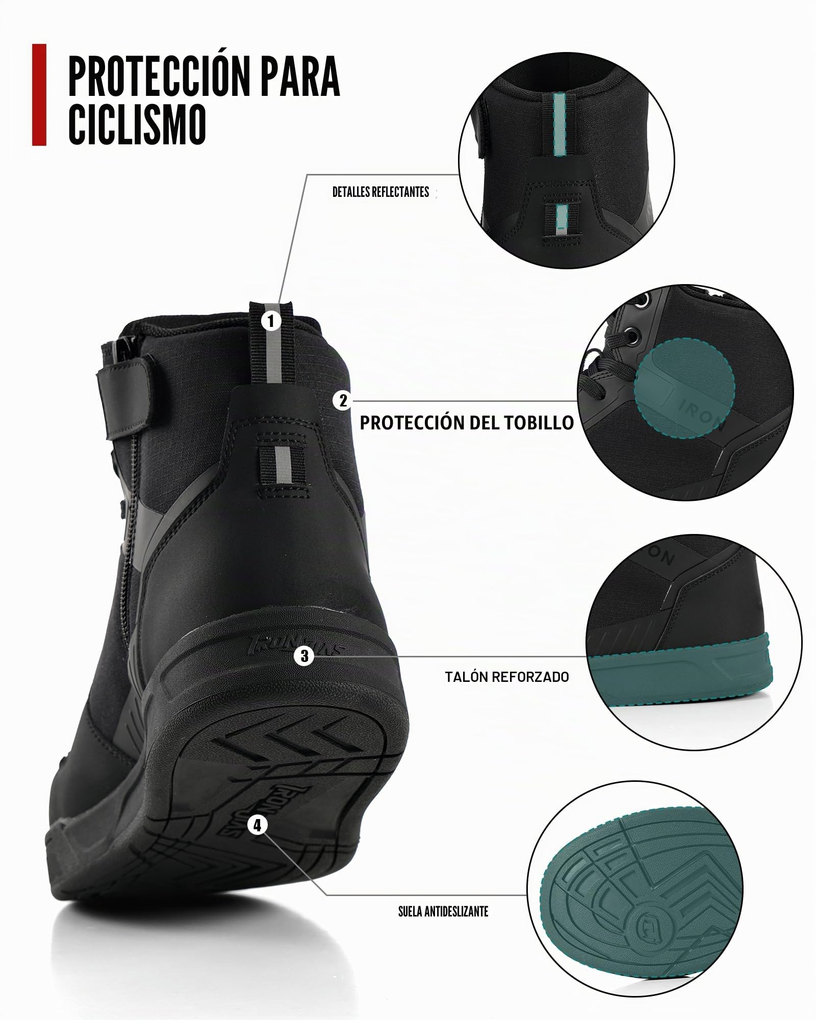 IRON JIA'S Botas Moto Hombre Todas Las Estaciones Impermeables Antideslizantes Transpirables Modernas y Cómodas Negro