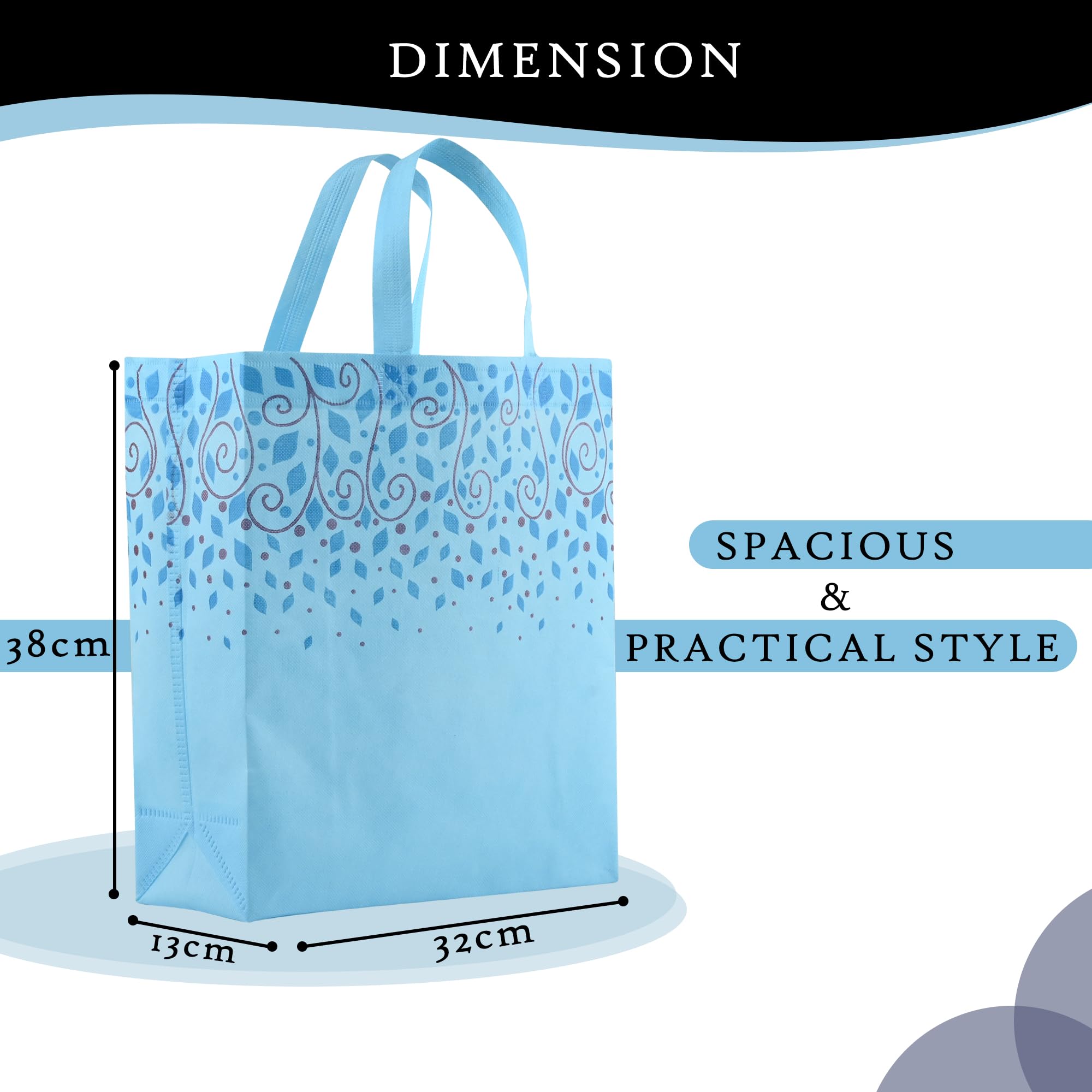 Kuber Industries Pack of 20 Non-Woven Grocery Handbags | Reusable Shopping Bags for Grocery-Vegetables | Multi-Purpose Carry Bags | Top Leaf | Large | Sky Blue 1