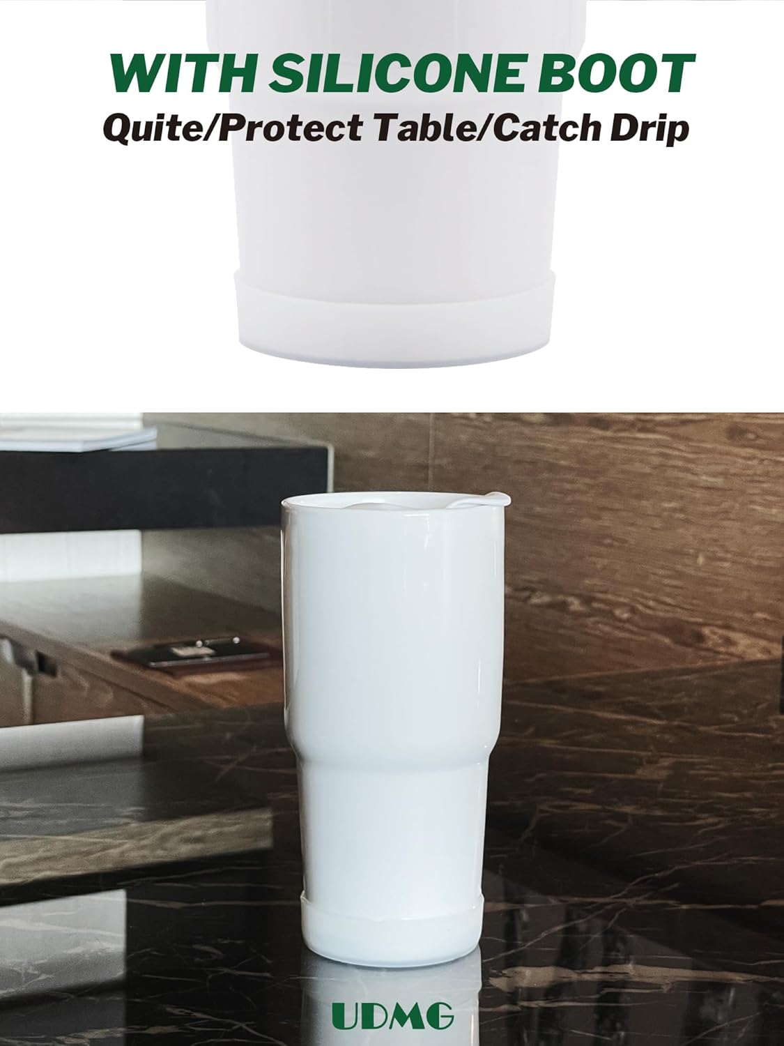 Ceramic Double Wall Insulated Travel Coffee Cup with Slider Lid & Silicone Boot, 16 fl.oz Grande Mug (Glossy White) - Image 4