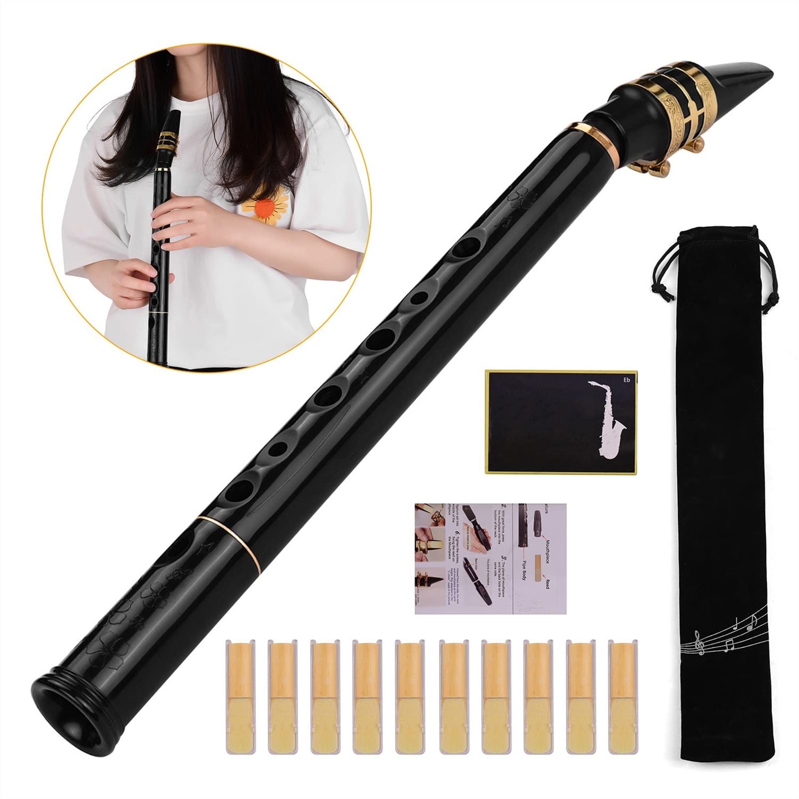 Mini Sassofono Tascabile Addominali Materiale con Bocchini 10pcs Reas Borsa da Trasporto Strumento di Legno Sassofono Professionale