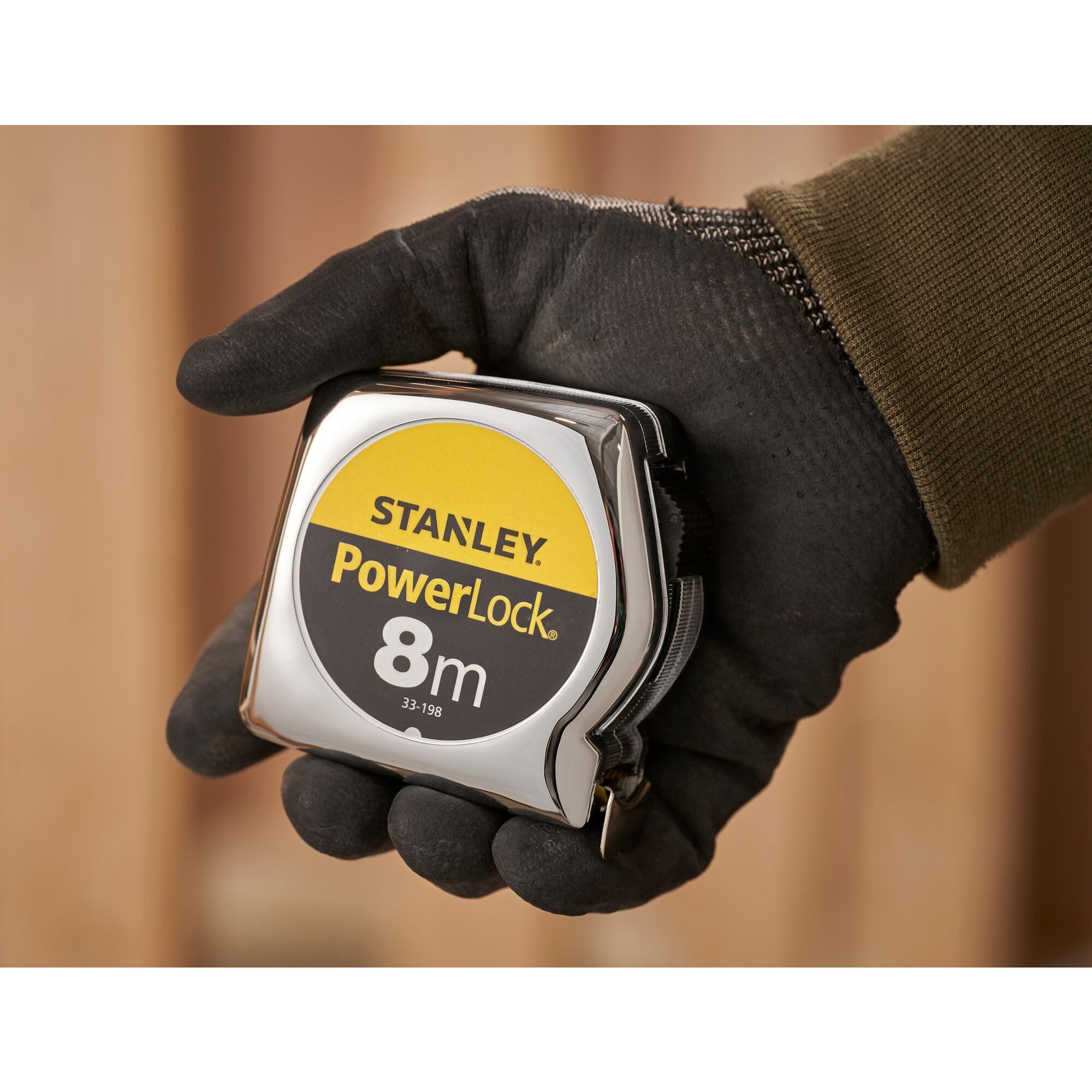Stanley 1-33-198 Mesure 8 M X 25 Mm En Abs Powerlock Classic Fabriqué En France - Ruban Large - Revêtement Blade Armor Et Mylar - Crochet 3 Rivets - Boitier Abs Antichoc - Blocage De Ruban Multicolore