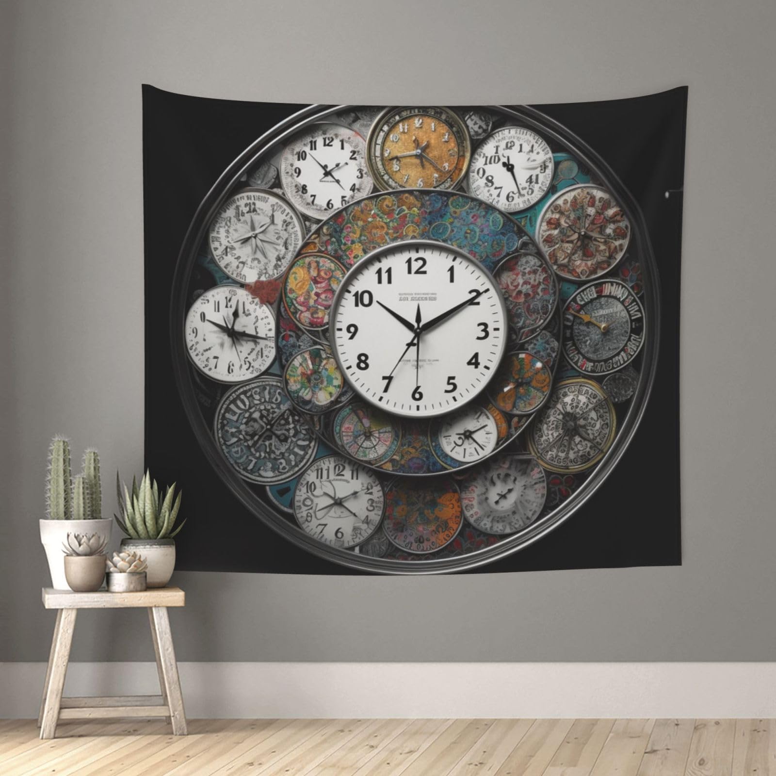 FodPand Clock Art Tapestry for Bedroom Aesthetic, Wall Hanging Tapestries Art Decor Backdrop Wall Tapestry for Dorm Living Room Funny Poster Party Banner Background 51" X 60"