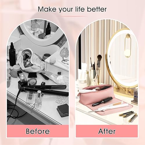 Miniatura 6 de yuuzue Bolsa de viaje 2 en 1 para herramientas para el cabello con alfombrilla resistente al calor para herramientas para el cabello, rizador,
