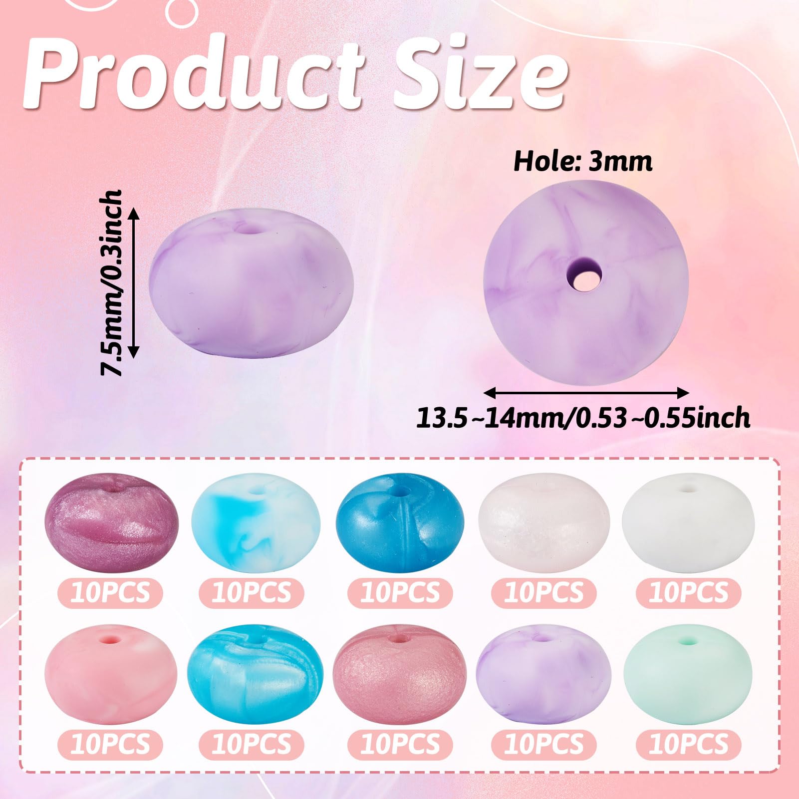 100 Perles Rondes Et Hexagonales En Silicone On