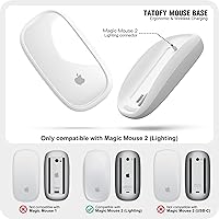 Vista 2 de TATOFY Cargador de ratón compatible con Magic Mouse 2 (iluminación) Grip con soporte de carga inalámbrica, base ergonómica (blanco)