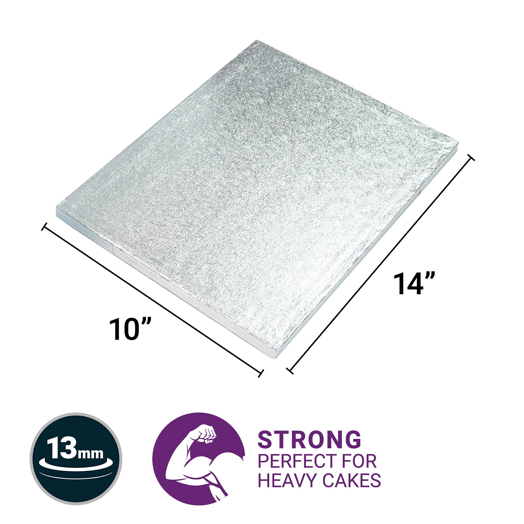 Culpitt 14" x 10" Cake Board, Silver - Image 2