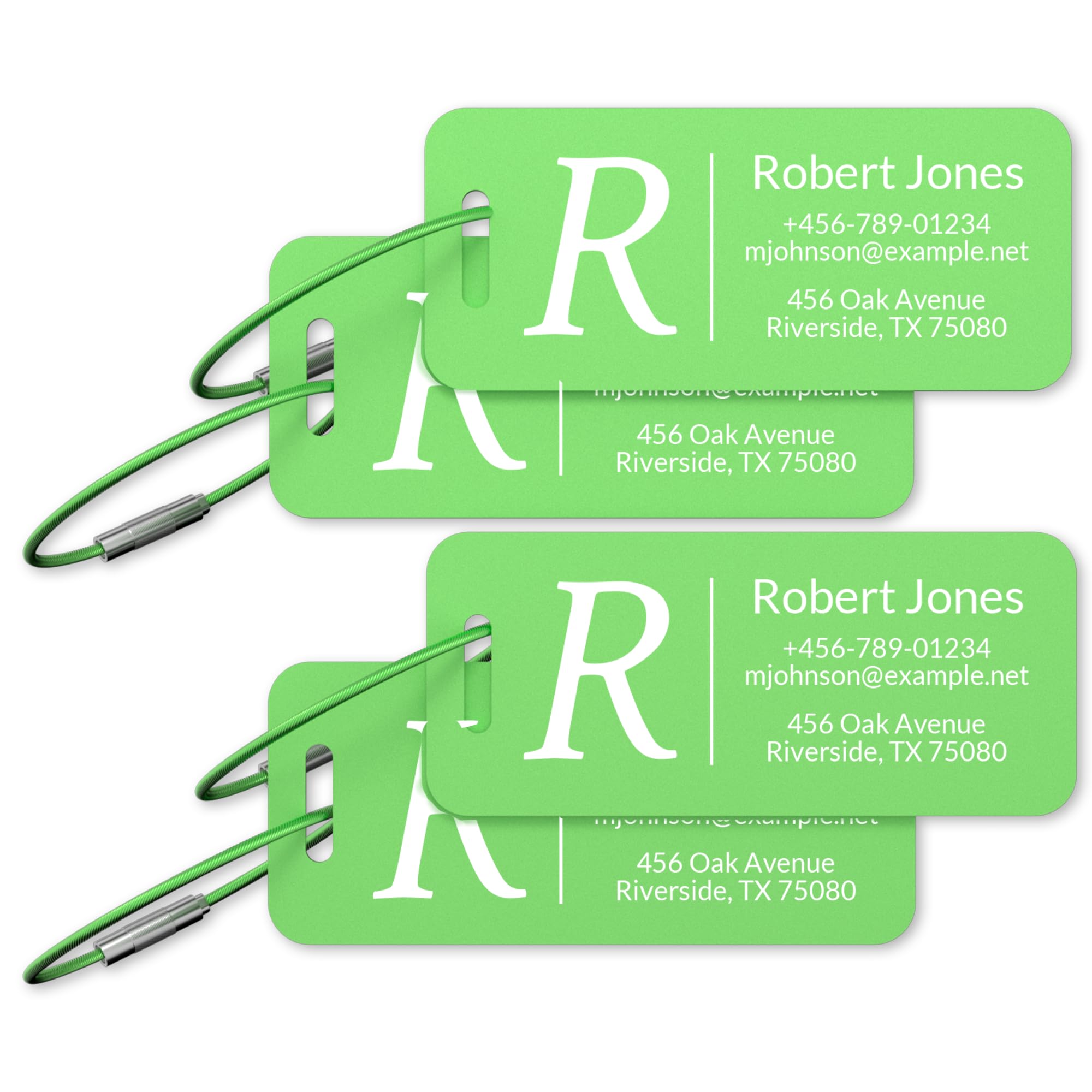 4 Pack Personalized Metal Initials Luggage Tags – Custom Engraved Aluminum Name ID Tags with Steel Loop | Waterproof Cruise Luggage Tags for Suitcase,