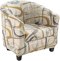 Vista 1 de NILUOH Fundas para silla de club, 2 piezas, elásticas, estampadas, con barril redondo, antideslizantes, con parte inferior elástica para bar, sala