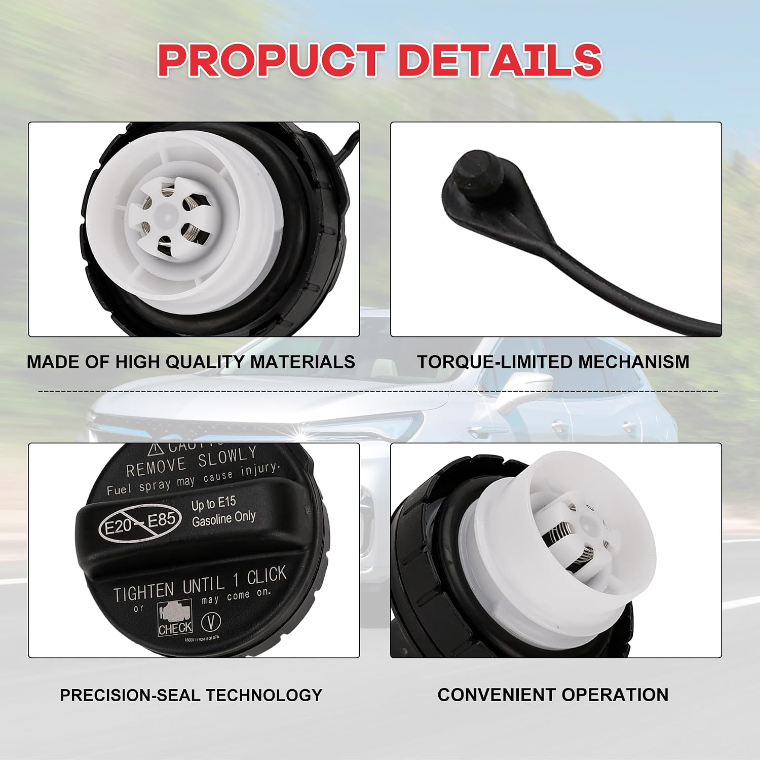 77300-07040 Fuel Filler Cap Compatible with Toyota Camry, RAV4, Highlander, Tacoma, Corolla, Sienna, Avalon, Replaces OEM# 77300-07040 7730007040, Gas Cap Fuel Cap