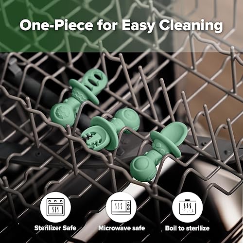 Miniatura 7 de Haakaa Cucharas de silicona para bebés de 6 meses, utensilios para bebés con mango de astronauta antiestrangulamiento, fácil de agarrar, aptas para