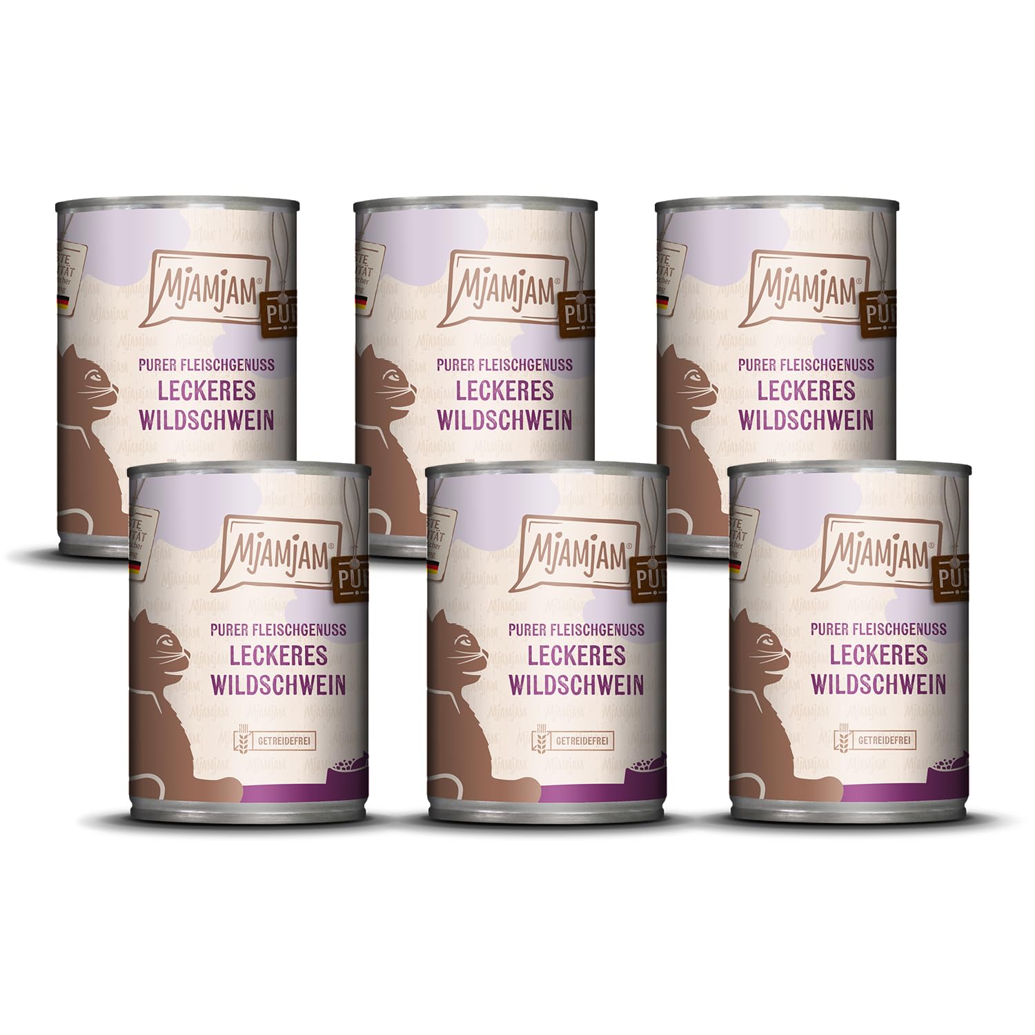 MjAMjAM - Premium wet food for cats - Pure meat enjoyment - delicious pure wild boar, 6 pack (6x400g), grain-free