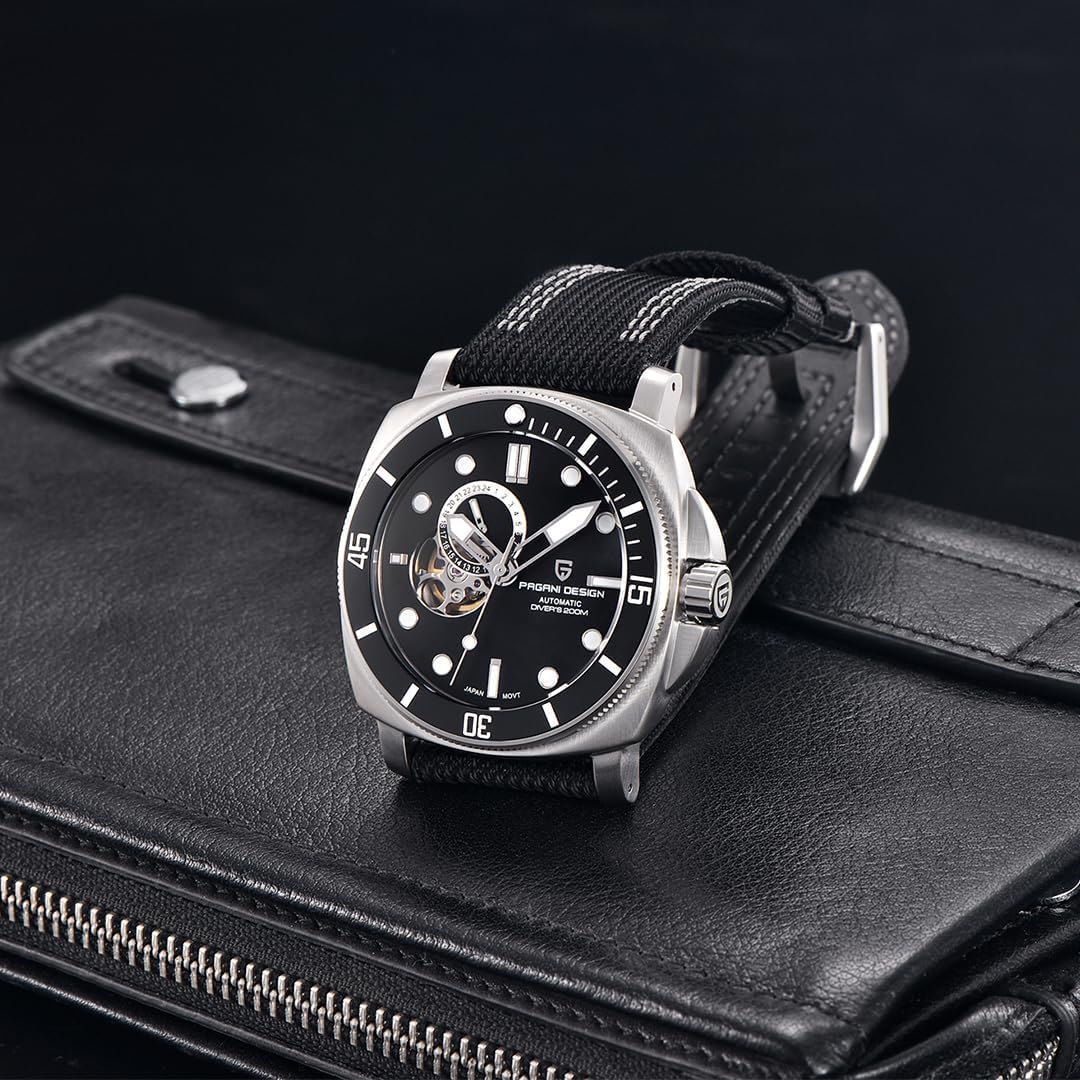 Pagani Design 1736 Automatik Tourbillon Mechanische Uhr Japan NH39 Saphirglas Lederband 200 Meter Taucheruhr Sport Herrenuhren