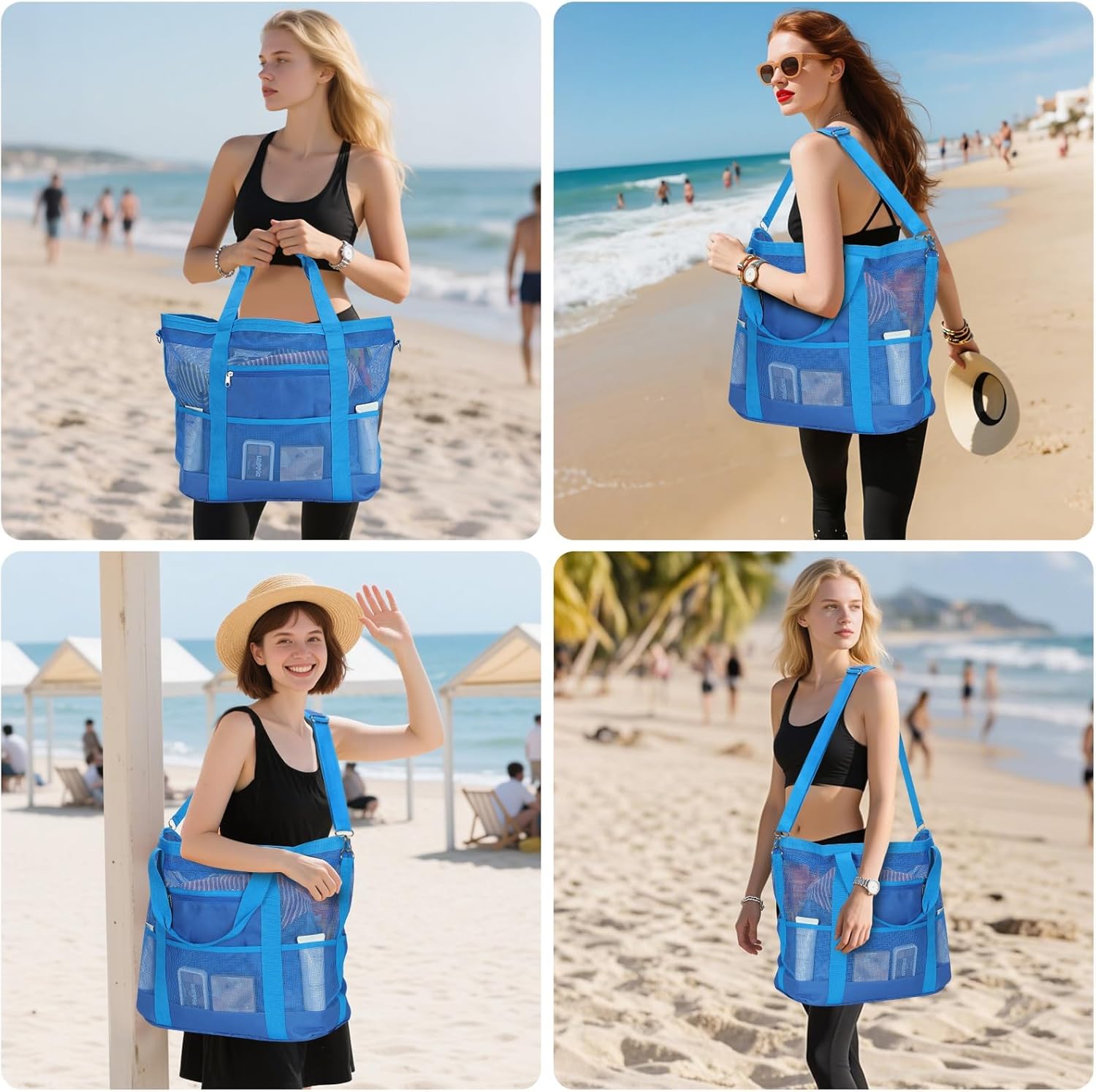 Mesh Beach Bags for Women - Plus Waterproof Sandproof Tote Bag - Image 7