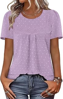 Women Boho Tops Short Sleeve Summer Flowy Shirts Dressy Casual Loose Trendy Blouses