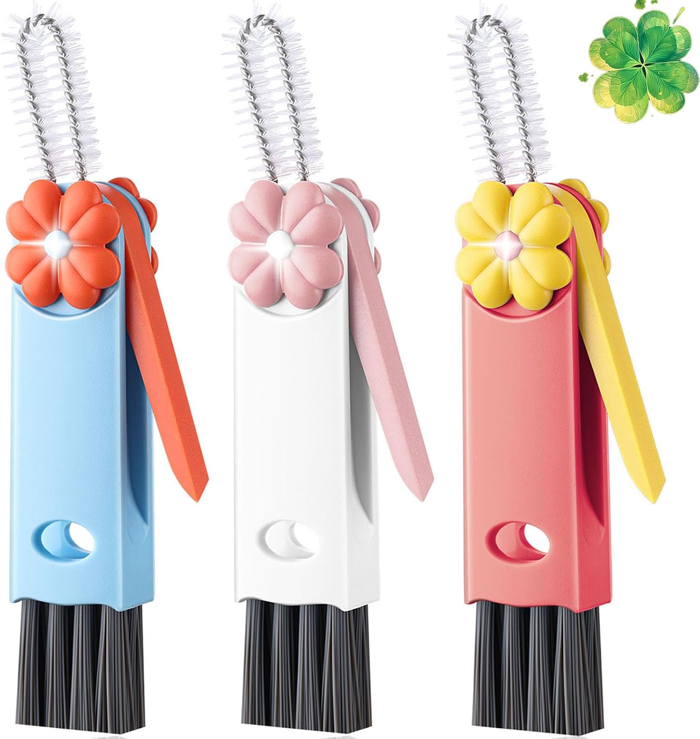 Cup Lid Gap Cleaning Brush, 3 in 1 Cup Lid Brush, Multifunctional Water Bottle Cleaning Brush, Home Kitchen Crevice Brush Tools for Tiny Cup Lid Detail, Bottle Tight Spaces Cup(3 PCS)