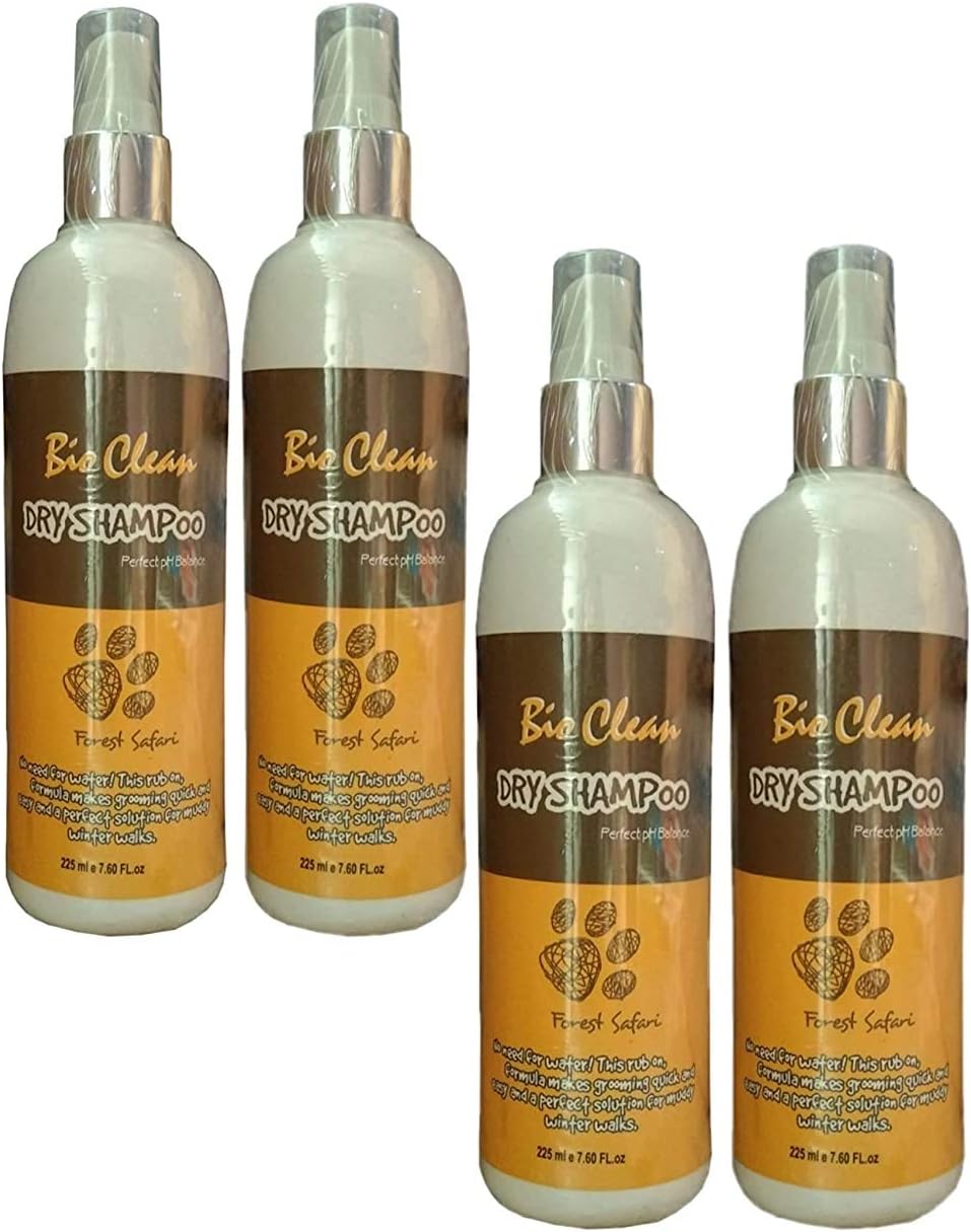 Pet Products Bio Clean Forest Safari Dog Dry Shampoo-225ml-Pack of 4.