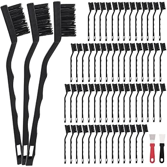 Mini Nylon Brushes Set of 60, Masonry Brush Wire Bristle, Welding Slag and Rust, Curved Handle Brushes Nylon, 60