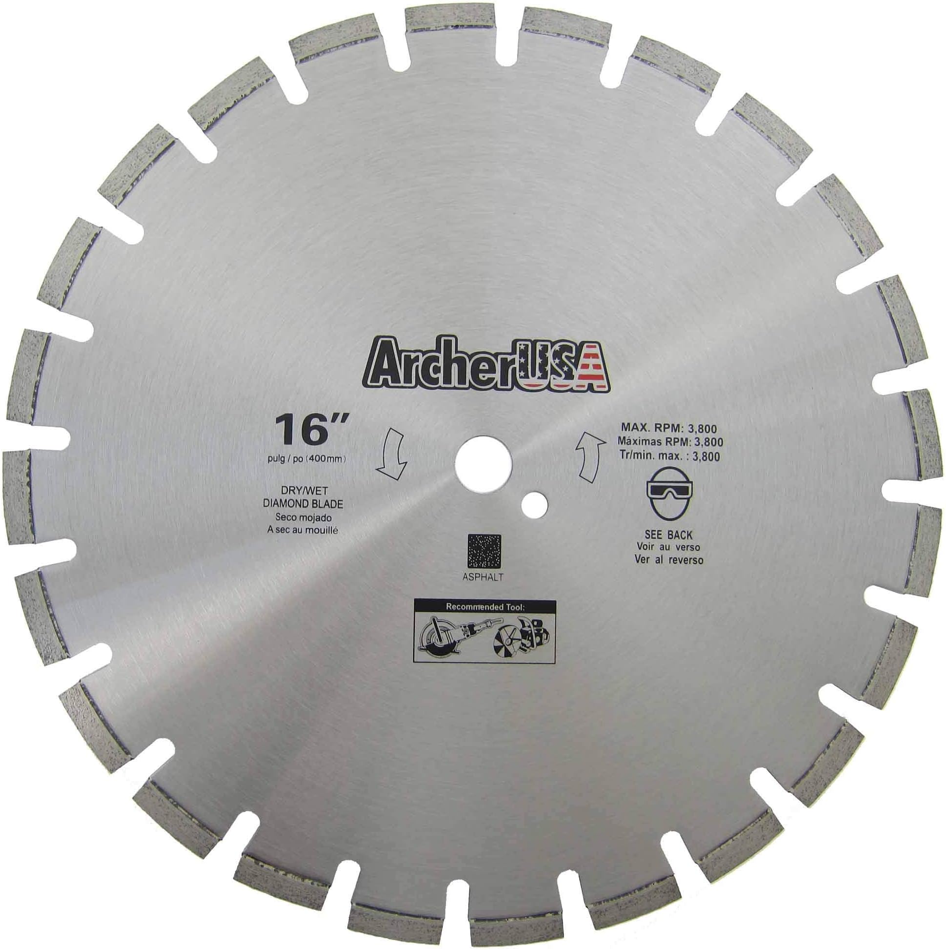 Archer Pro 16" Diamond Saw Blades for Fast Asphalt Cutting and Green Concrete Cutting