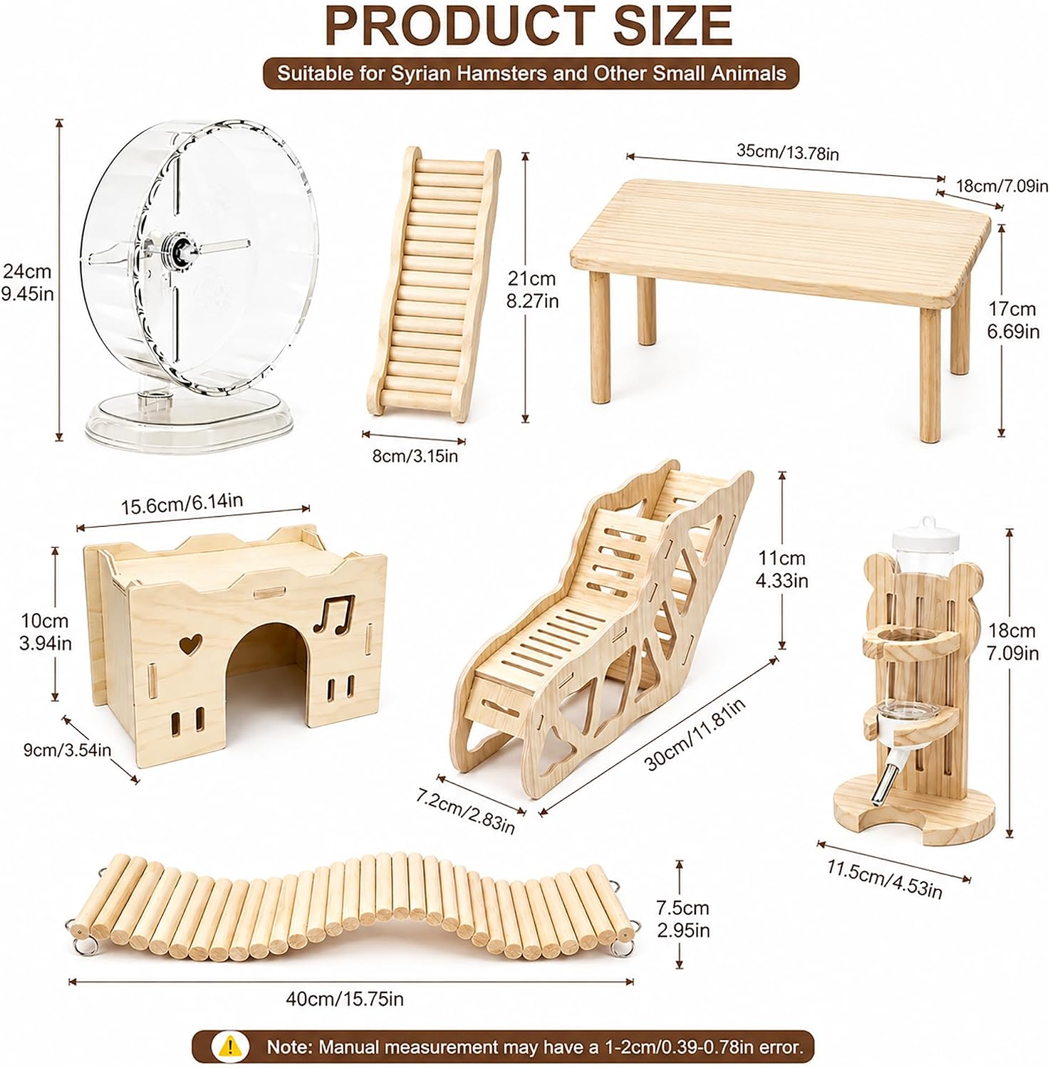 Large Hamster Platform Set Wooden Hamster Cage Accessories 7PCS | large size hamster cage platform natural wood hamster hide hamster accessories hamster wheel for Syrian Hamsters Gerbils Mice