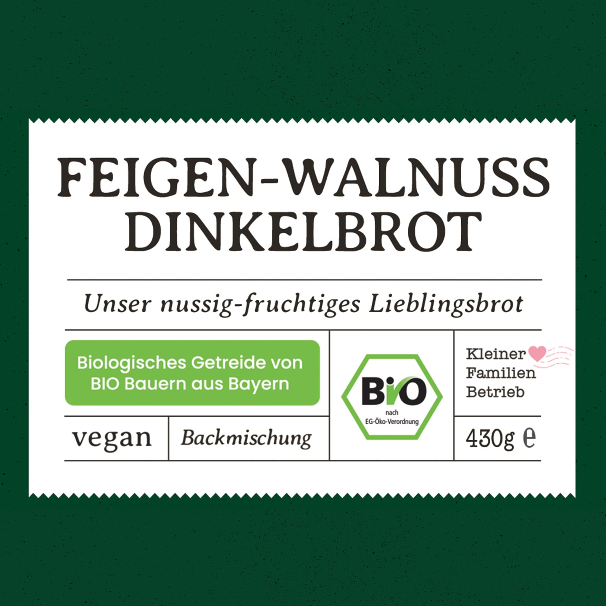 Bio Dinkelbrot Backmischung Feige Walnuss – 100 % Dinkel, ohne Weizen – fruchtig-nussiges Brot mit Walnüssen für Brotbackautomat & Ofen – Bake with Love - 10er Pack