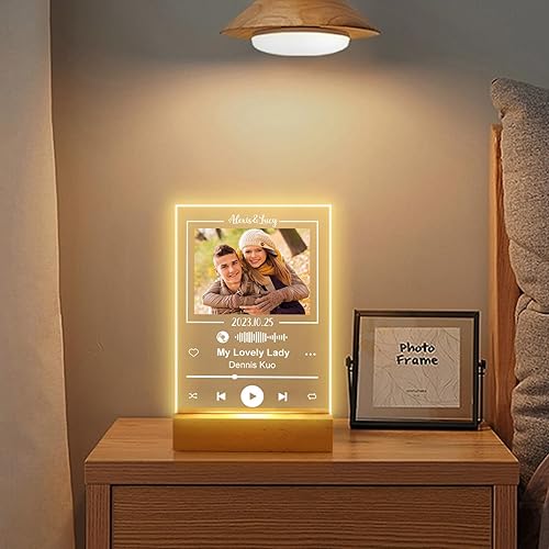 Miniatura 2 de Dreamdecor Placa personalizada de Spotify – Regalos personalizados para novia y novio – Placa acrílica grabada para álbum de fotos – Regalo ideal de