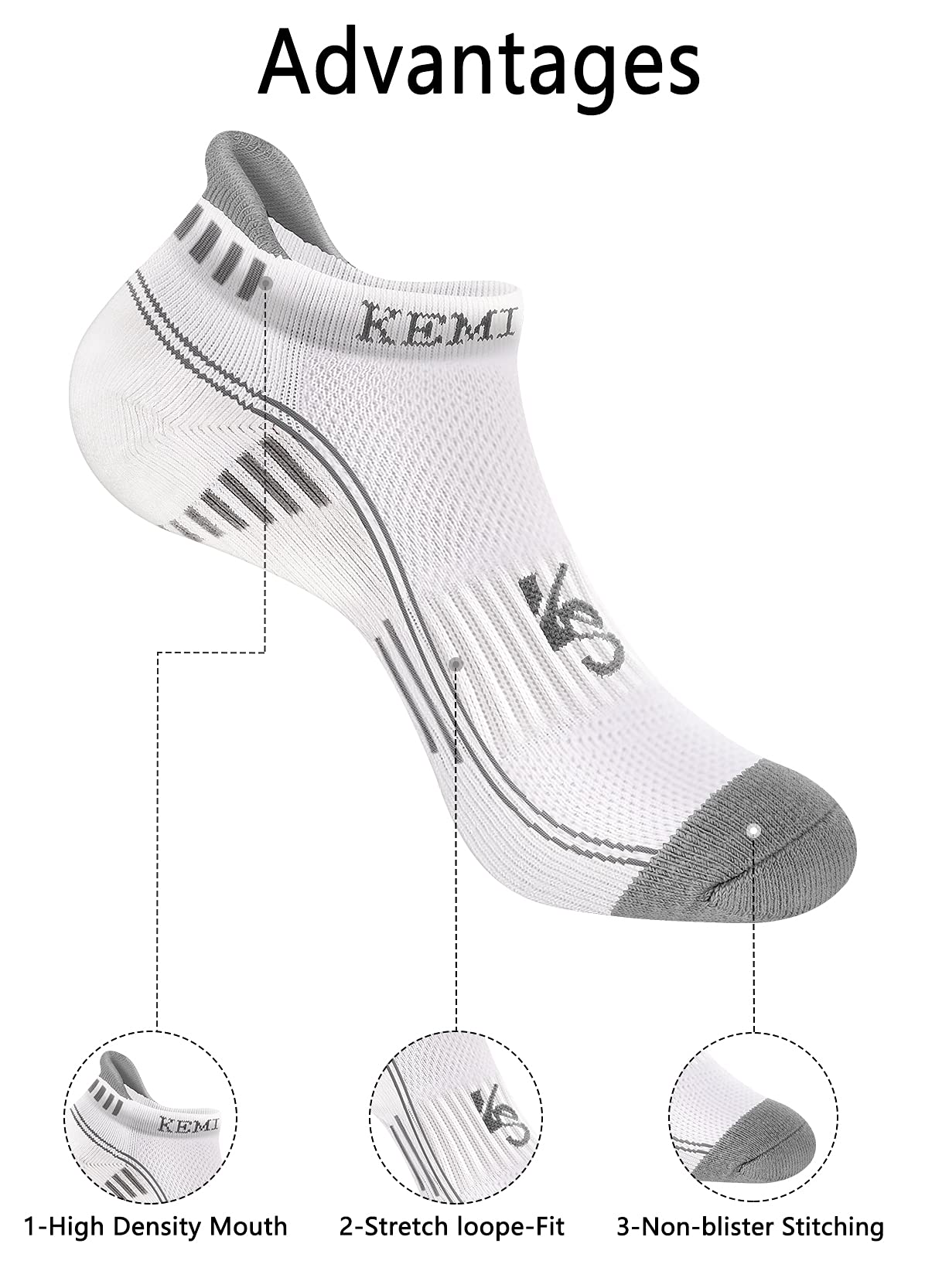 KEMISANT Calzini Uomo Corti 6 paia, Calze Uomo Corte Sportive Traspirante Calze Alla Caviglia,Assorbimento Dell'umidità