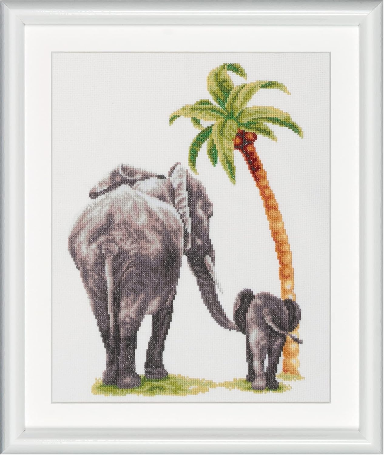 Thea GOUVERNEUR SINCE 1959 Dutch Stitch Brothers - Counted Cross Stitch Kit - DSB005A - Safari Elephant - White Aida - 15 x 9,8 Inch - Embroidery Kit for Adults