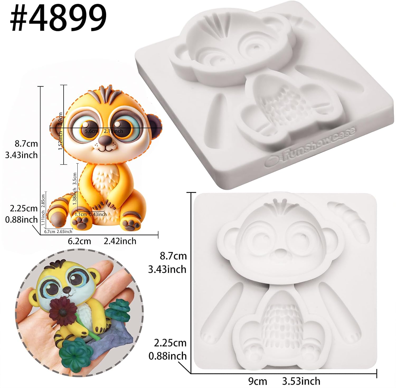 Fondant Mold Mongoose Safari Animal Cake Topper 3.4 Inches Tall