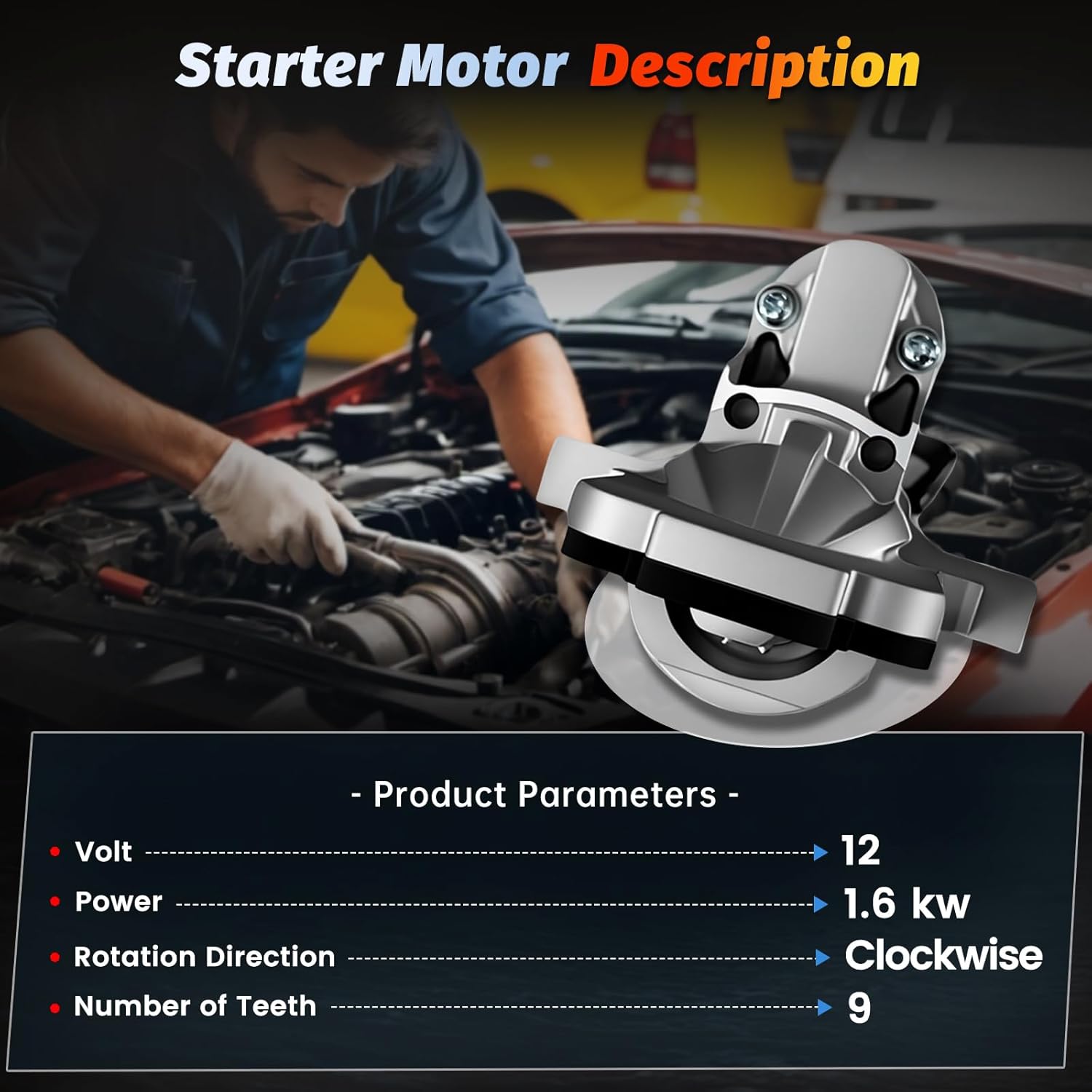 Starter 19227 for 2014-2016 Edge, 2013-2016 for Escape, for 2013-2016 Fusion, 2.0L Replaces BB5T-11000-BA BB5Z11002B M000T89182
