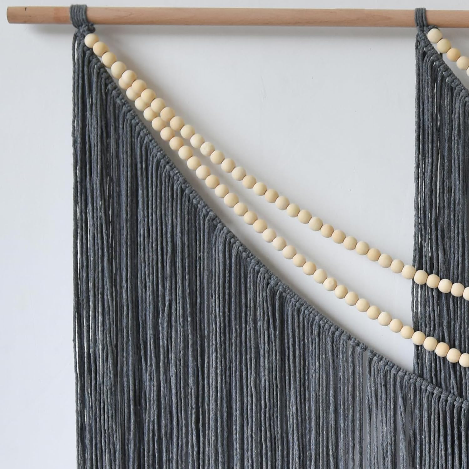 Jakalin Macrame Wall Decir Large Grey Fiber Yarn Wall Art Handmade Craftsmanship Boho Wall Decor Home Room Wall Decor,57" W x 46" L