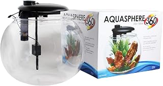 Penn-Plax AquaSphere 360 Large Bowl-Shaped Aquarium for Freshwater and Saltwater Setups – Fully Integrated Filtration System and LED Light Display - Durable Polycarbonate – 10 Gallons