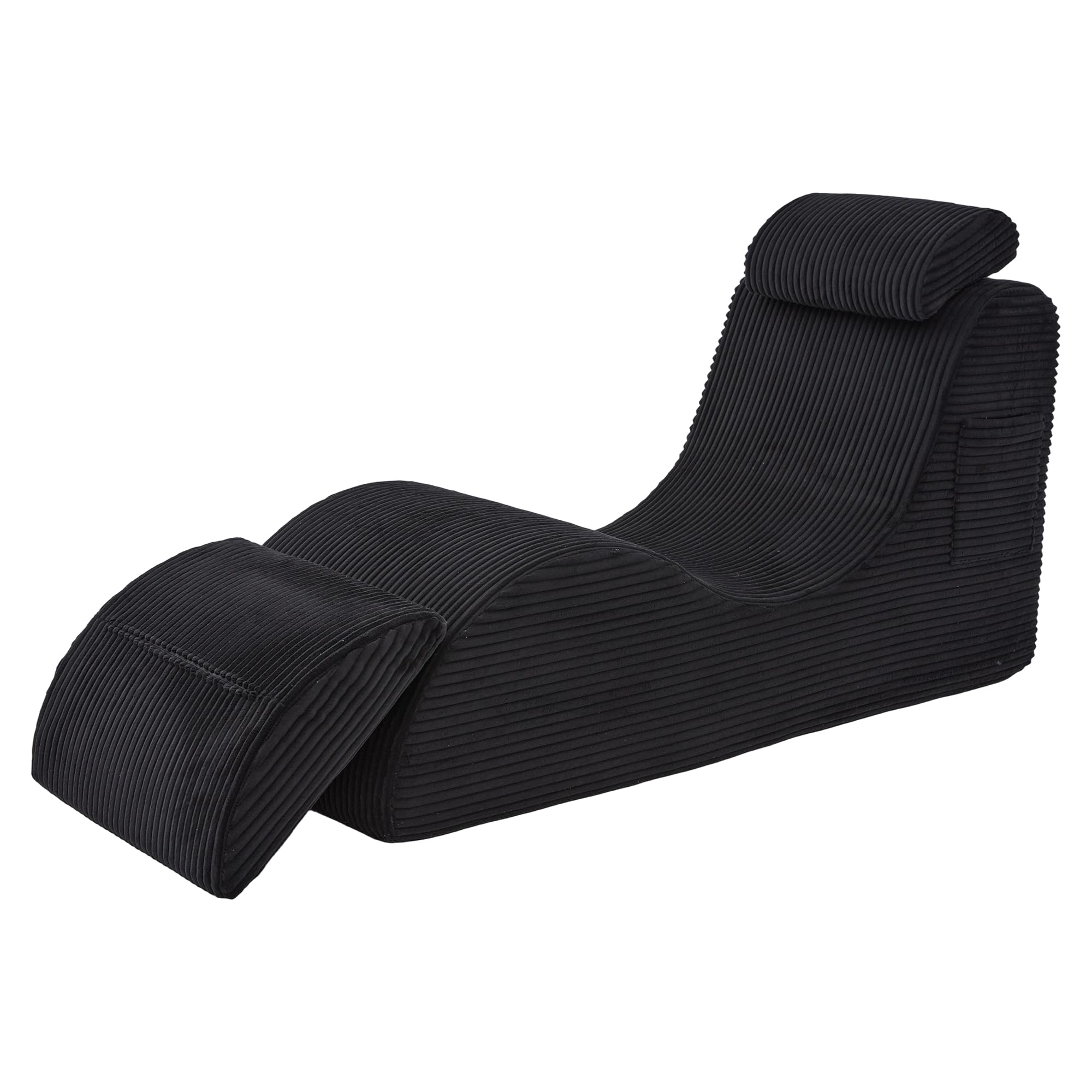 TIZZ Sillón de ocio moderno con forma ergonómica, de espuma de compresión altamente elástica, cojín de asiento extraíble y bolsillo lateral para sentarse cómodamente en el día a día. Negro