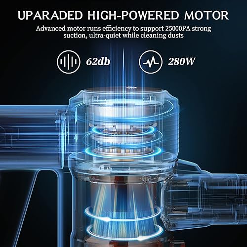 Miniatura 3 de Aspiradora inalámbrica, aspiradora de palo de 20 Kpa con pantalla LED, 45 minutos de tiempo de funcionamiento largo, motor sin escobillas, limpieza