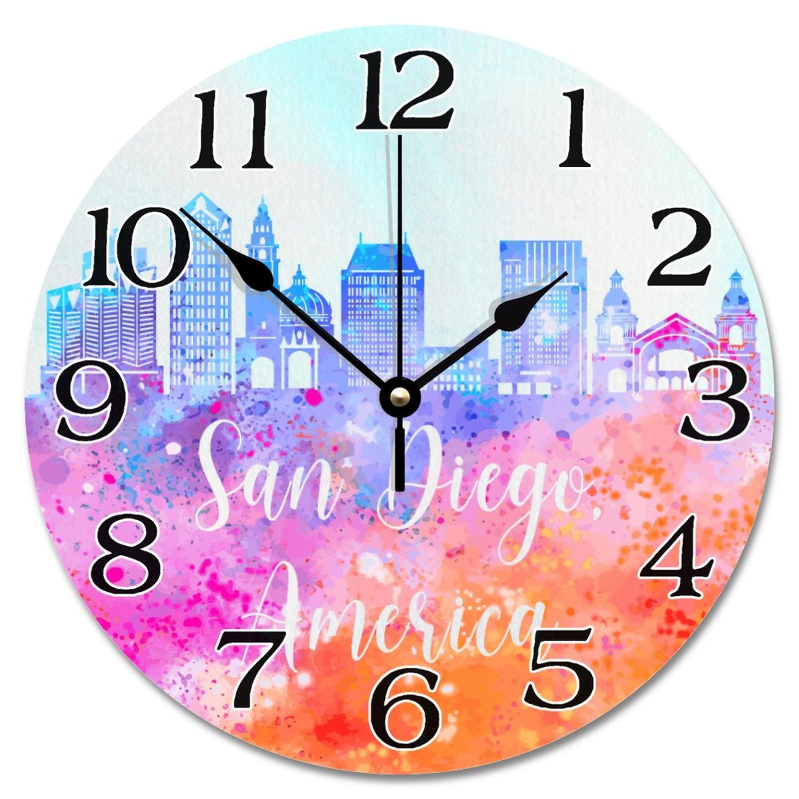Horloge décorative ronde San Diego pour habiller un mur vide de chambre à coucher ou de salon
