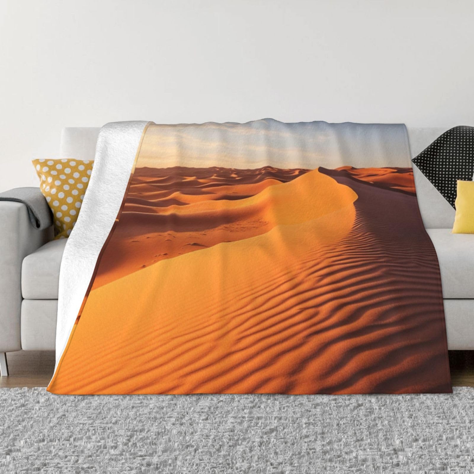 Couverture polaire légère contre les frissons du soir en flanelle douce imprimé Sahara