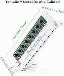 Bolanle PH800 8-Channel Headphone Amplifier 3.5mm&6.35mm Jacks, Headphone Splitter with 16 Output Port, Compact Headphone Amp with Mono and Stereo Switch, 7 Color Breathing Light