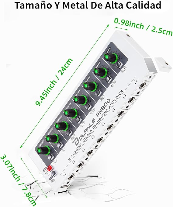 Bolanle PH800 8-Channel Headphone Amplifier 16-Output 3.5mm 6.35mm 250