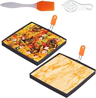 2 Packs Large 8 Inch Square Omelette Ring for Griddle, Non-Stick Stainless Steel 8"Griddle Omelet Rings,Rectangular Egg Ring Pancake Ring Egg Mold Silicone Handle with Egg Separator & Oil Brush