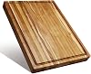 Seedsec Extra Large Teak Wood Cutting Board for Kitchen, Reversible Wooden Chopping Board With Juice Grooves and Handles,Ideal for Chopping Meat, Vegetables, Fruits, Bread, Cheese, 20x15"