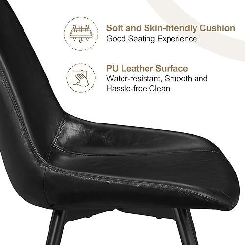 Miniatura 8 de Yaheetech Juego de 2 sillas de comedor modernas tapizadas con asiento de piel sintética y patas de metal para el hogar, cocina, diseño sin brazos,