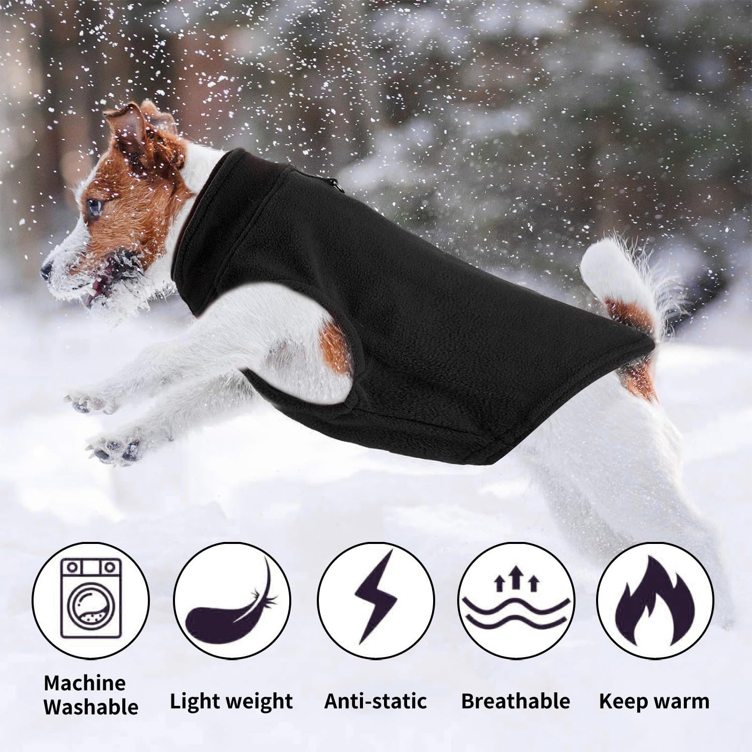 Maglioncino Cane Cappotto Cane Taglia Piccola, Invernale Cappottino Cane Gilet in Pile Caldo Maglione Cane Taglia Piccola, Vestito Felpa Cane per Cani di Taglia Piccola e Media(Nero,M)