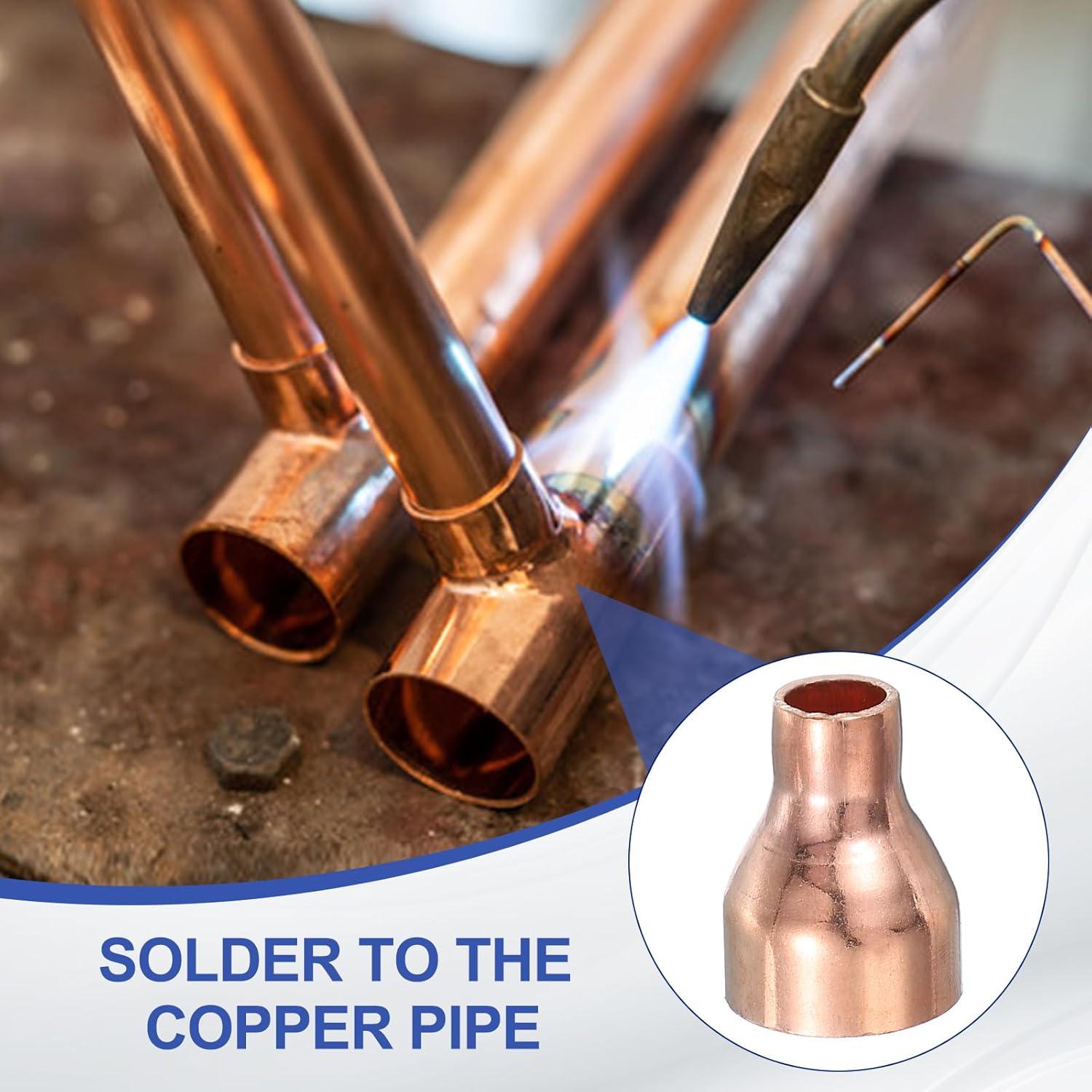 PATIKIL Copper Reducer 7/8" to 3/8" ID, 5 Pcs Reducing Copper Coupling Pressure Fitting Pipe Tube Connector Adapter with Sweat Solder Connection for HVAC Refrigeration, Copper