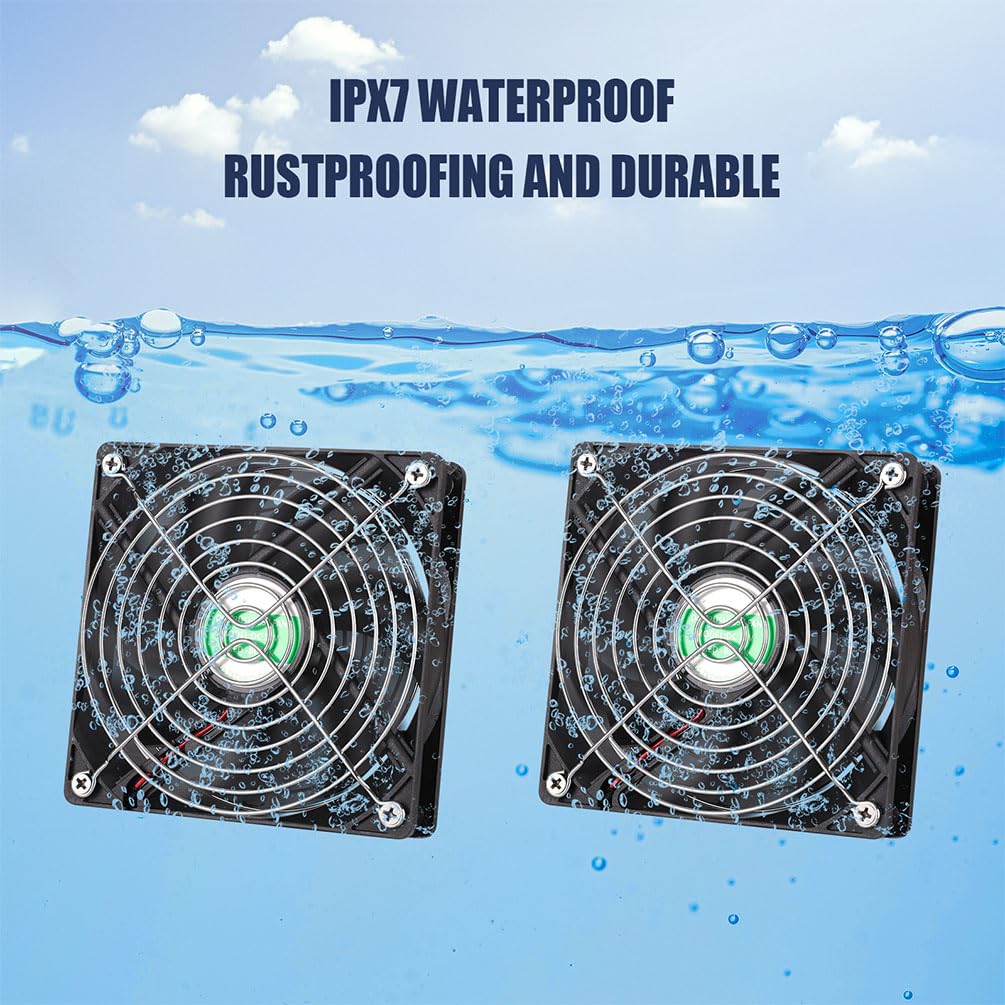 5 Inch Solar Powered Fan, Solar Exhaust Intake Fan Kit, IPX7 Waterproof Dual Fans with 13Ft On/Off Switch Cable, Cooling Ventilation for Greenhouse, Chicken Coop, Shed, Dog House, Outside
