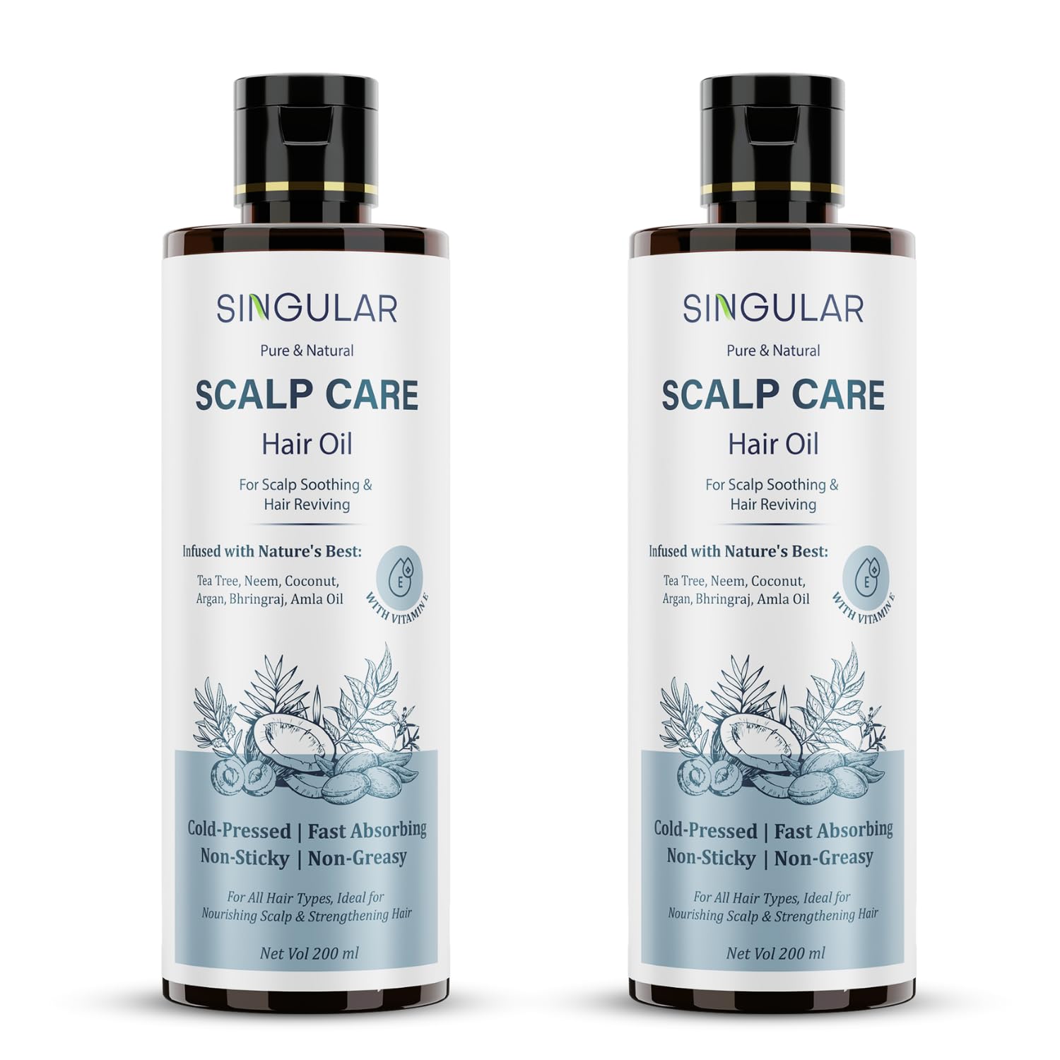 Singular Scalp Care Hair Oil for Scalp Soothing & Hair Reviving | Pure & Natural Cold Pressed Oil Infused with Nature’s Best Tea Tree, Neem, Coconut, Argan, Bhringraj, Amla Oil with Vitamin E | Ideal for Nourishing Scalp & Strengthening Hair | 400 ml Singular Scalp Care Hair Oil for Scalp Soothing & Hair Reviving | Pure & Natural Cold Pressed Oil Infused with Nature’s Best Tea Tree, Neem, Coconut, Argan, Bhringraj, Amla Oil with Vitamin E | Ideal for Nourishing Scalp & Strengthening Hair | 400 ml