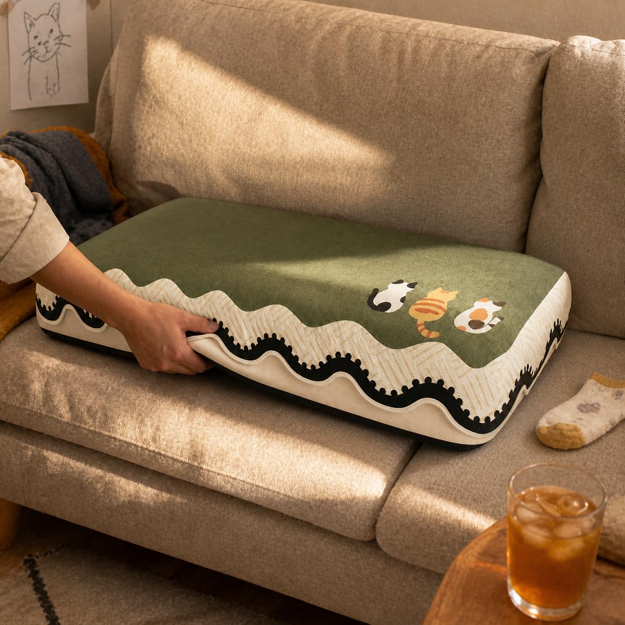 Coussin Canapé Rafraîchissant Lavable, 70x150cm | Fibre soie rafraîchissante - lavable en machine - sécurité A - bords liés - pour la maison - pour le repos