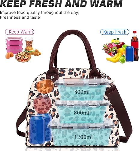 Miniatura 3 de BALORAY Bolsas de almuerzo para mujer con correa de hombro ajustable lonchera aislada a prueba de fugas para mujer bolsa de almuerzo para mujer