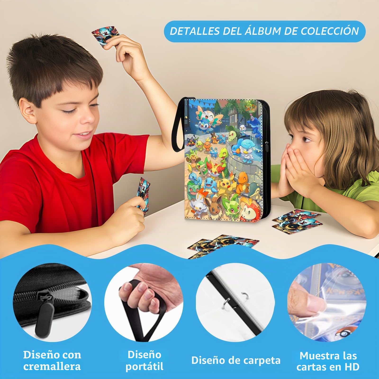 Álbum de colección para tarjetas, 55 páginas con capacidad para 440 tarjetas, álbum de coleccionistas, carpetas para cartas, porta tarjetas impermeable portátil, regalo para niños.