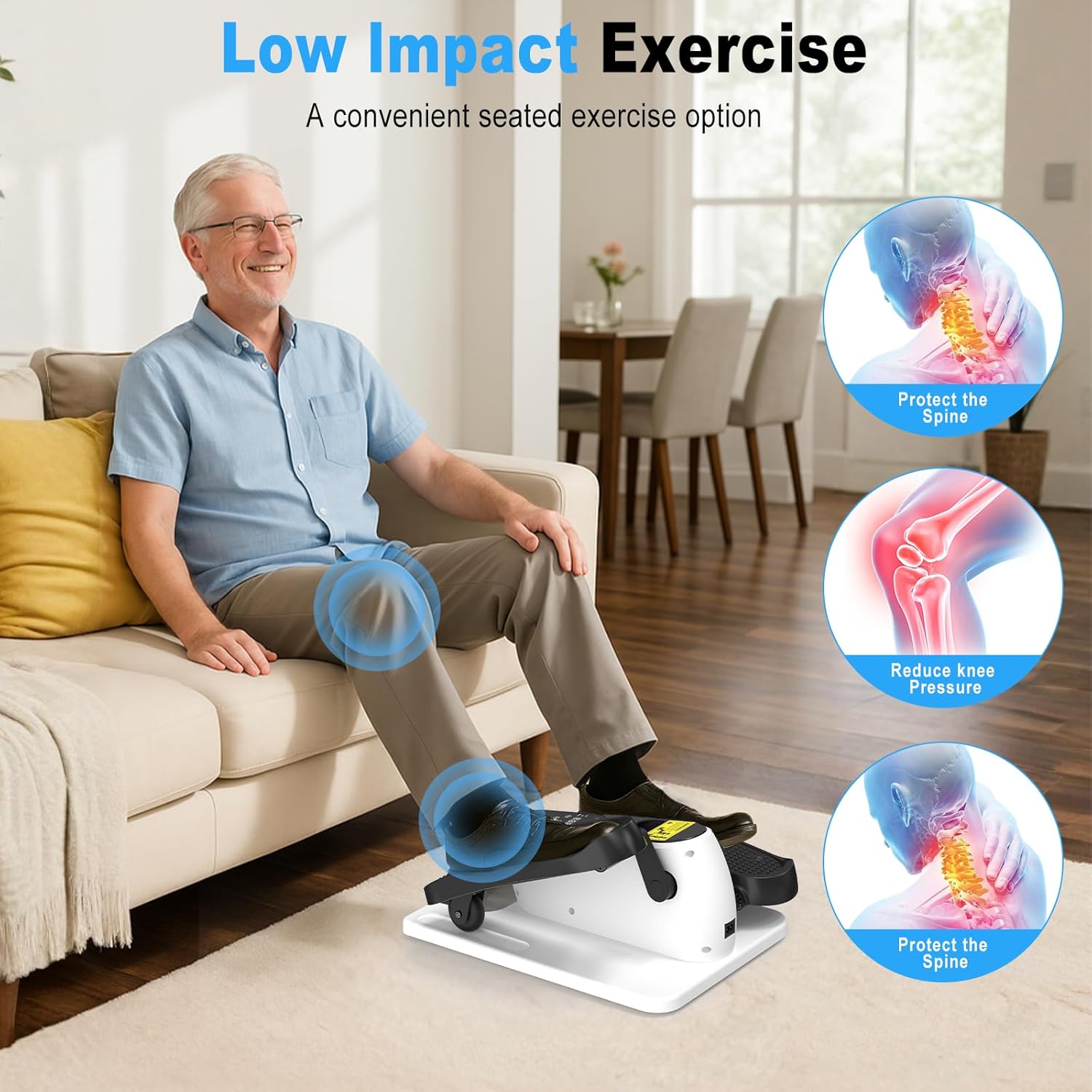 HOTWAVE Under Desk Elliptical Exercise Machine, Ellipse Leg Exerciser Electric as Seen on TV While Sitting for Seniors with Remote Control & 12-Speeds, Seated Foot Pedal Exercise Training Equipment - Image 3